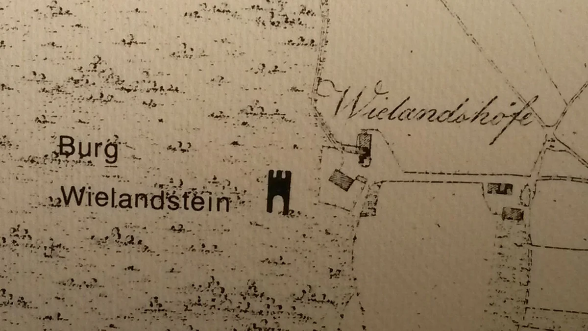 Burg Wieldanstein Alter Plan, in dem die Burg Wielandstein eingezeichnet ist